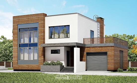 220-003-П Проект двухэтажного дома, гараж, простой загородный дом из арболита Емва | Проекты домов от House Expert
