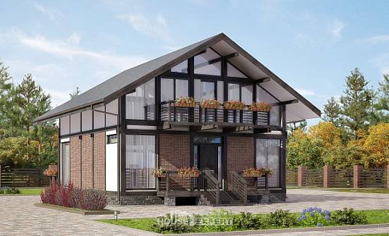 170-007-П Проект двухэтажного дома мансардный этаж, простой коттедж из дерева Сыктывкар | Проекты домов от House Expert