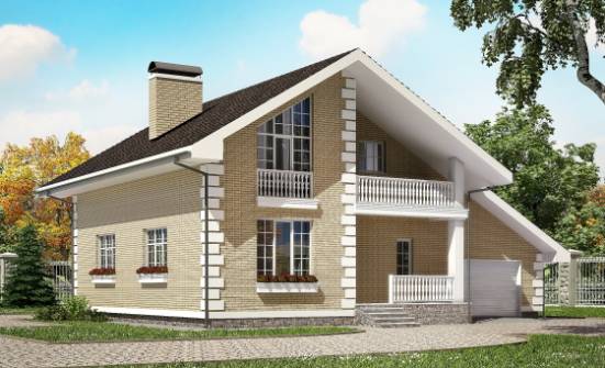 190-005-П Проект двухэтажного дома мансардный этаж, гараж, современный загородный дом из твинблока Усинск | Проекты домов от House Expert