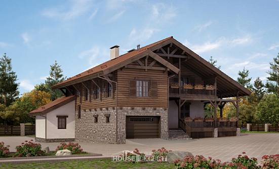 255-002-Л Проект двухэтажного дома с мансардным этажом и гаражом, красивый дом из бризолита Сосногорск | Проекты домов от House Expert