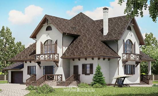 350-001-Л Проект двухэтажного дома мансардный этаж и гаражом, классический загородный дом из арболита Ухта | Проекты домов от House Expert