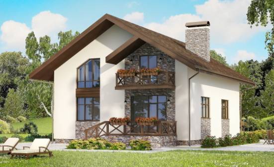 155-001-П Проект двухэтажного дома мансардой и гаражом, доступный загородный дом из бризолита Сосногорск | Проекты домов от House Expert