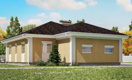 130-002-Л Проект одноэтажного дома и гаражом, скромный дом из бризолита Ухта | Проекты домов от House Expert