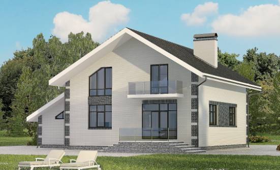 180-001-П Проект двухэтажного дома мансардой, гараж, экономичный дом из теплоблока Печора | Проекты домов от House Expert