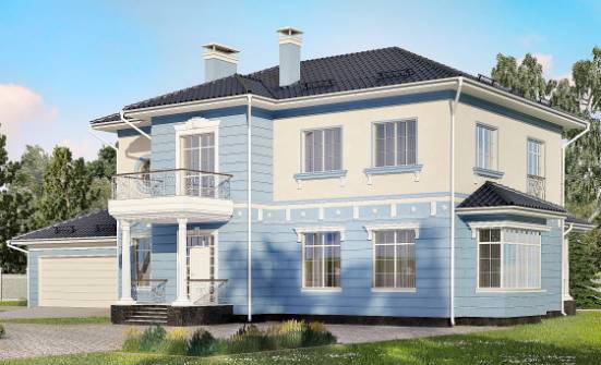 285-003-Л Проект двухэтажного дома и гаражом, просторный коттедж из кирпича Усинск | Проекты домов от House Expert