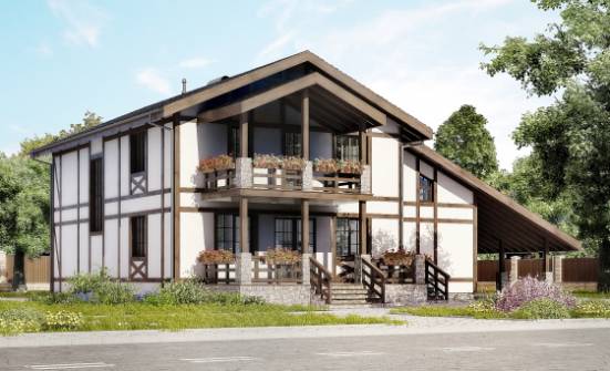 250-002-Л Проект двухэтажного дома с мансардой и гаражом, классический загородный дом из кирпича Воркута | Проекты домов от House Expert