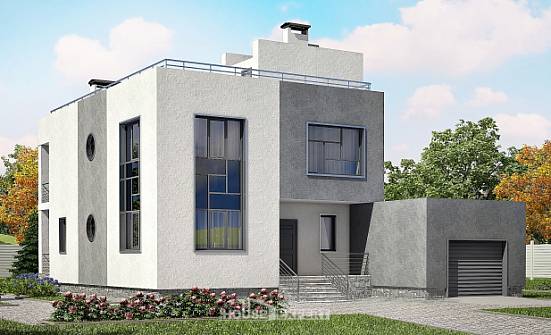 255-001-П Проект двухэтажного дома и гаражом, просторный загородный дом из газобетона Усинск | Проекты домов от House Expert