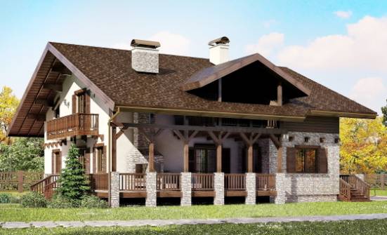 250-003-П Проект двухэтажного дома с мансардой, классический домик из газосиликатных блоков Ухта | Проекты домов от House Expert
