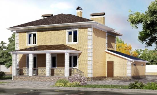 220-006-Л Проект двухэтажного дома и гаражом, красивый дом из поризованных блоков Печора | Проекты домов от House Expert