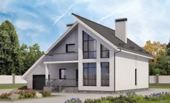 200-007-Л Проект двухэтажного дома с мансардой, гараж, красивый домик из блока Усинск | Проекты домов от House Expert