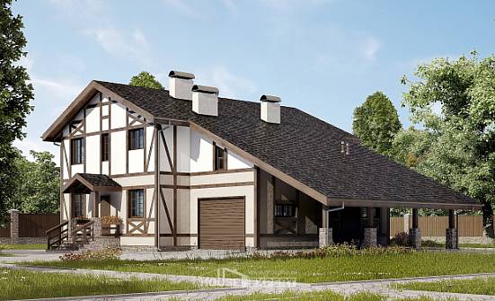 250-002-П Проект двухэтажного дома с мансардой, гараж, средний загородный дом из кирпича Инта | Проекты домов от House Expert