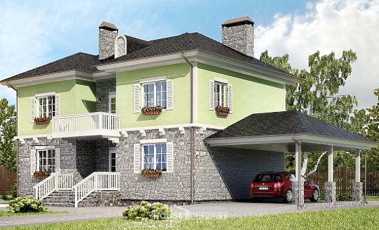 155-006-П Проект двухэтажного дома, гараж, уютный загородный дом из пеноблока Сыктывкар | Проекты домов от House Expert