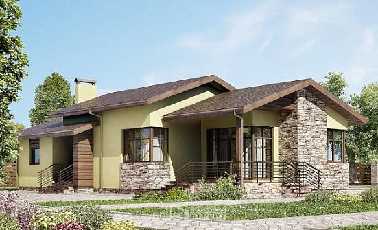 130-007-Л Проект одноэтажного дома, классический загородный дом из бризолита Инта | Проекты домов от House Expert