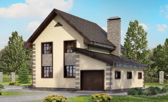 160-004-П Проект двухэтажного дома, гараж, уютный дом из арболита Инта | Проекты домов от House Expert