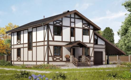 250-002-П Проект двухэтажного дома с мансардой, гараж, средний загородный дом из кирпича Инта | Проекты домов от House Expert