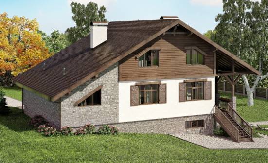 300-003-П Проект трехэтажного дома мансардой, гараж, уютный загородный дом из кирпича Емва | Проекты домов от House Expert
