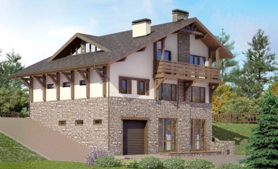 305-002-Л Проект трехэтажного дома с мансардой, просторный домик из кирпича Воркута | Проекты домов от House Expert