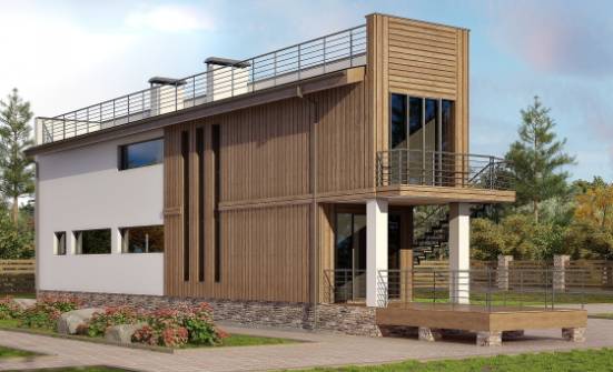 100-003-Л Проект двухэтажного дома, современный коттедж из пеноблока Печора | Проекты домов от House Expert