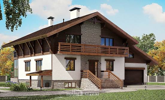 420-001-П Проект трехэтажного дома мансардой и гаражом, огромный коттедж из кирпича Сосногорск | Проекты домов от House Expert