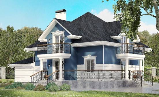 180-002-П Проект двухэтажного дома с мансардой и гаражом, простой коттедж из кирпича Ухта | Проекты домов от House Expert
