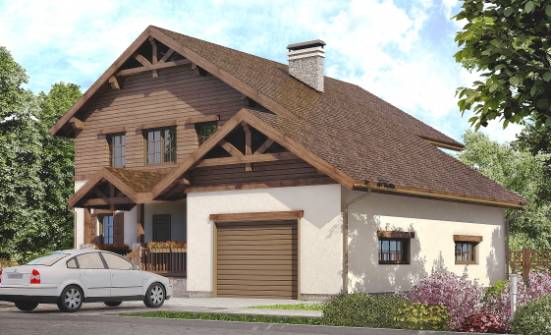 200-003-П Проект двухэтажного дома и гаражом, простой коттедж из газосиликатных блоков Сосногорск | Проекты домов от House Expert