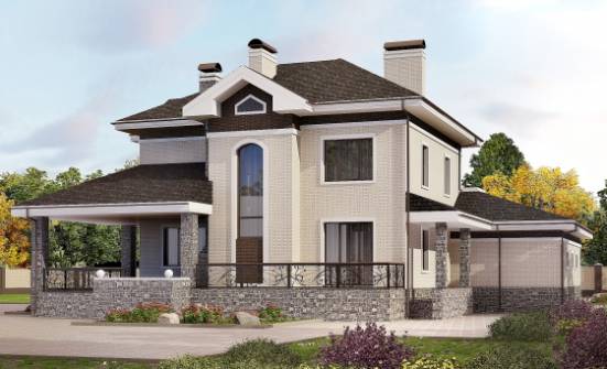 365-001-Л Проект трехэтажного дома и гаражом, современный домик из кирпича Печора | Проекты домов от House Expert