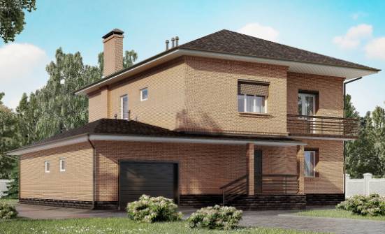 245-003-Л Проект двухэтажного дома и гаражом, просторный домик из кирпича Сосногорск | Проекты домов от House Expert