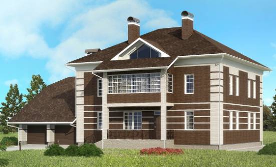 505-002-Л Проект трехэтажного дома и гаражом, огромный загородный дом из кирпича Печора | Проекты домов от House Expert