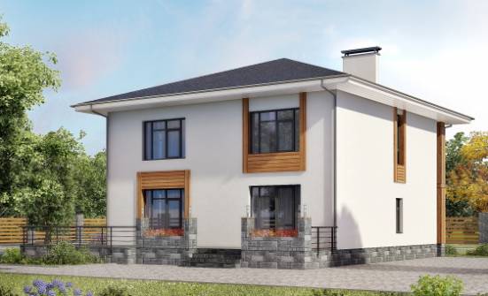 180-015-П Проект двухэтажного дома, современный коттедж из поризованных блоков Усинск | Проекты домов от House Expert