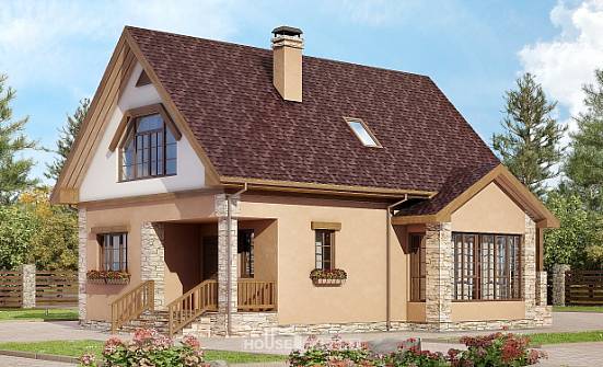 140-002-П Проект двухэтажного дома мансардный этаж, простой загородный дом из блока Сыктывкар | Проекты домов от House Expert
