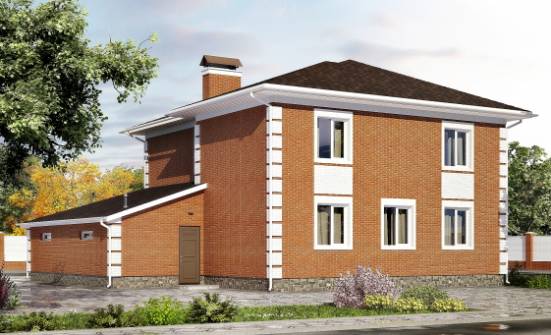 220-004-Л Проект двухэтажного дома и гаражом, красивый загородный дом из кирпича Инта | Проекты домов от House Expert