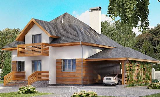 155-004-П Проект двухэтажного дома мансардой и гаражом, скромный коттедж из керамзитобетонных блоков Воркута | Проекты домов от House Expert