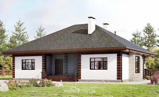 135-003-П Проект одноэтажного дома, классический домик из блока Ухта | Проекты домов от House Expert