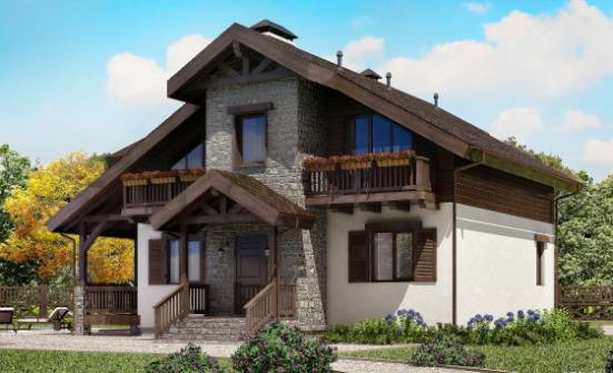 150-004-Л Проект двухэтажного дома с мансардой, доступный загородный дом из теплоблока Емва | Проекты домов от House Expert