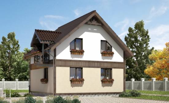 105-001-П Проект двухэтажного дома с мансардой, бюджетный дом из бризолита Ухта | Проекты домов от House Expert