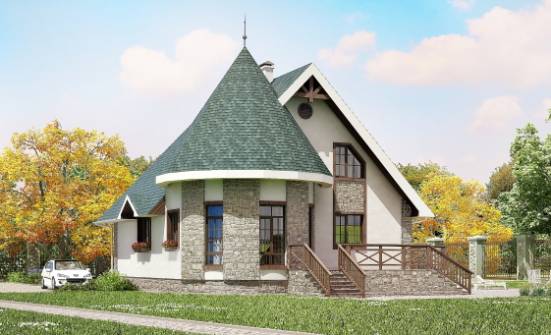 170-003-Л Проект двухэтажного дома мансардой, бюджетный домик из твинблока Сосногорск | Проекты домов от House Expert
