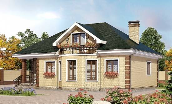 150-013-Л Проект двухэтажного дома с мансардным этажом, компактный загородный дом из кирпича Воркута | Проекты домов от House Expert