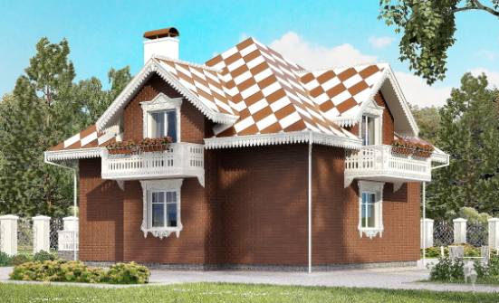 155-003-Л Проект двухэтажного дома мансардный этаж и гаражом, небольшой домик из газосиликатных блоков Сосногорск | Проекты домов от House Expert