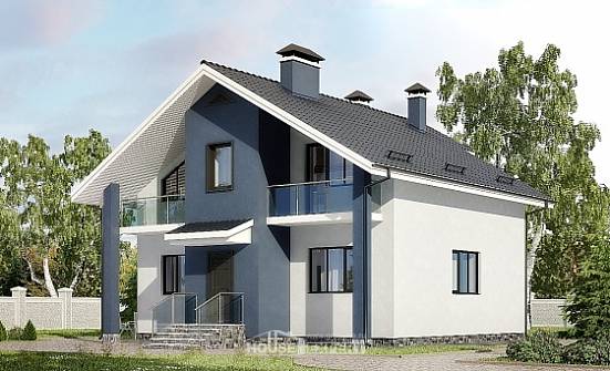 150-005-П Проект двухэтажного дома мансардный этаж, небольшой коттедж из теплоблока Сыктывкар | Проекты домов от House Expert