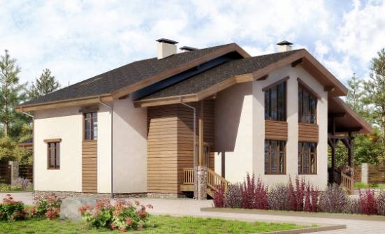 240-003-П Проект двухэтажного дома с мансардой, простой коттедж из кирпича Инта | Проекты домов от House Expert