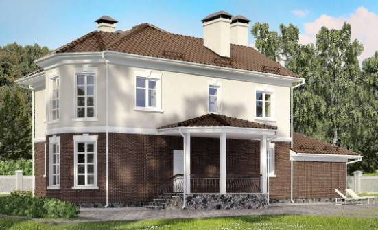 190-002-Л Проект двухэтажного дома и гаражом, просторный коттедж из газобетона Сосногорск | Проекты домов от House Expert