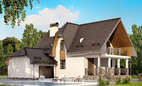 150-001-Л Проект двухэтажного дома мансардой и гаражом, классический коттедж из поризованных блоков Печора | Проекты домов от House Expert