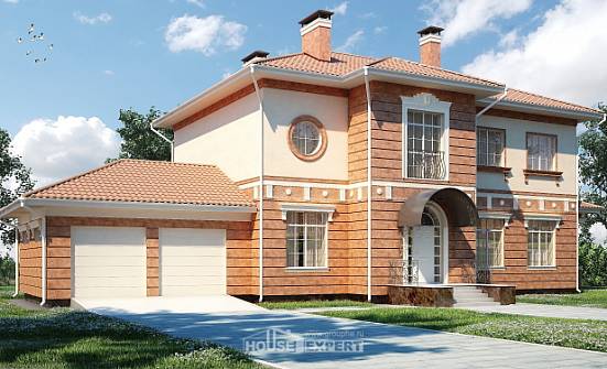 285-001-Л Проект двухэтажного дома и гаражом, большой загородный дом из кирпича Воркута | Проекты домов от House Expert
