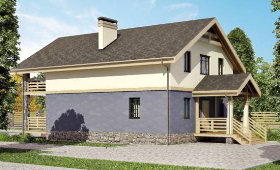 160-010-П Проект двухэтажного дома мансардой, скромный загородный дом из арболита Сыктывкар | Проекты домов от House Expert