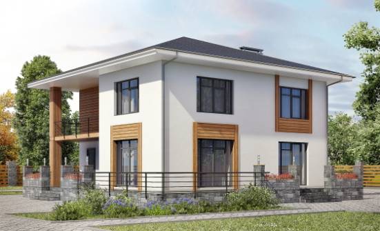 180-015-П Проект двухэтажного дома, современный коттедж из поризованных блоков Усинск | Проекты домов от House Expert