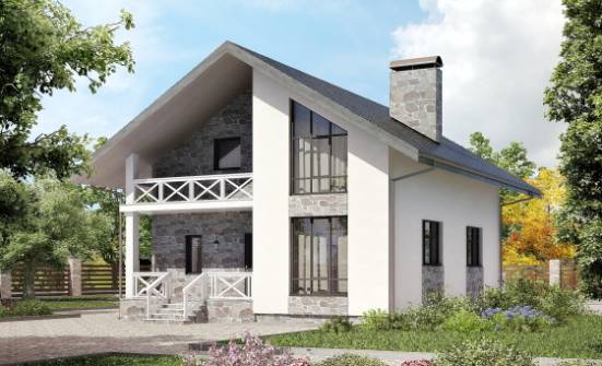 155-001-Л Проект двухэтажного дома мансардой, гараж, недорогой загородный дом из твинблока Воркута | Проекты домов от House Expert