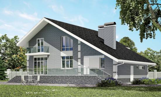 190-006-Л Проект двухэтажного дома мансардой, гараж, современный домик из пеноблока Усинск | Проекты домов от House Expert