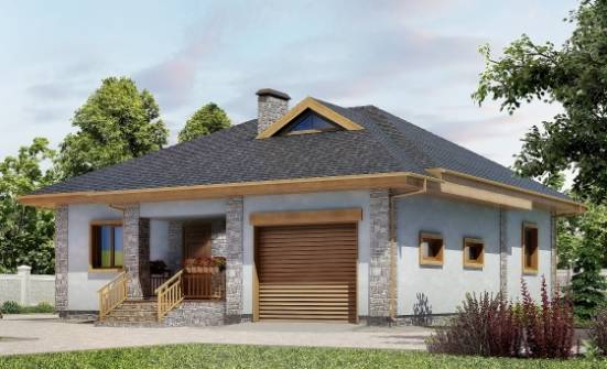 130-006-П Проект одноэтажного дома и гаражом, скромный домик из теплоблока Сосногорск | Проекты домов от House Expert