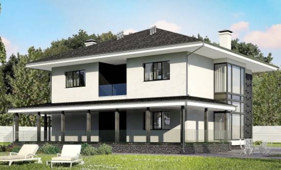 245-002-П Проект двухэтажного дома, гараж, уютный домик из арболита Усинск | Проекты домов от House Expert