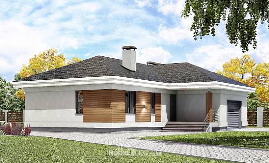 165-001-П Проект одноэтажного дома и гаражом, простой домик из теплоблока Инта | Проекты домов от House Expert